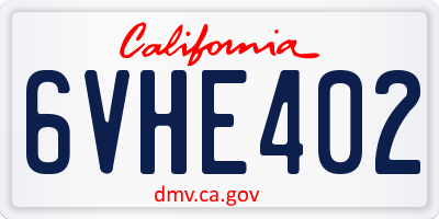 CA license plate 6VHE402