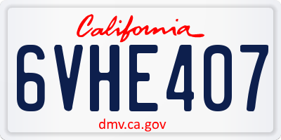 CA license plate 6VHE407