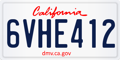 CA license plate 6VHE412