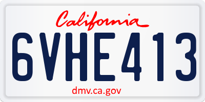 CA license plate 6VHE413