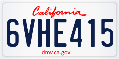 CA license plate 6VHE415