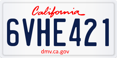 CA license plate 6VHE421