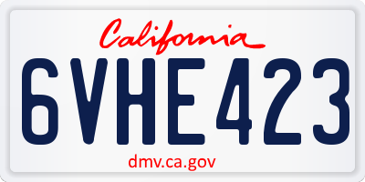 CA license plate 6VHE423
