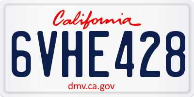 CA license plate 6VHE428