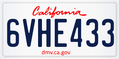 CA license plate 6VHE433