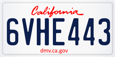 CA license plate 6VHE443