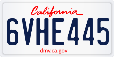 CA license plate 6VHE445