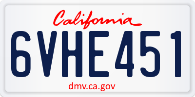 CA license plate 6VHE451