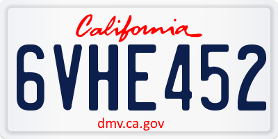 CA license plate 6VHE452