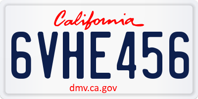 CA license plate 6VHE456