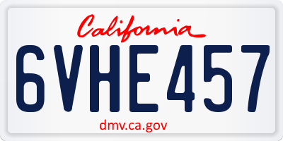 CA license plate 6VHE457