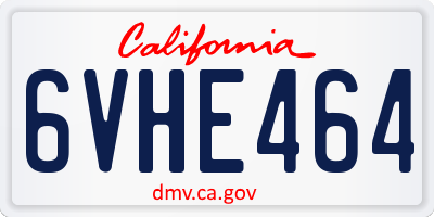 CA license plate 6VHE464