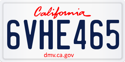CA license plate 6VHE465