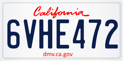 CA license plate 6VHE472
