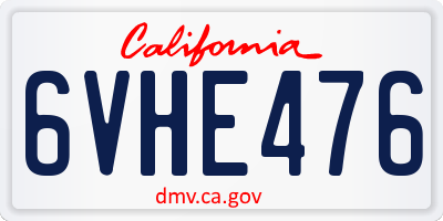 CA license plate 6VHE476