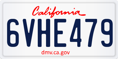 CA license plate 6VHE479