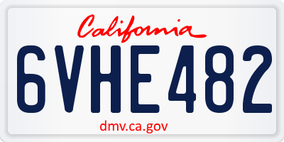 CA license plate 6VHE482