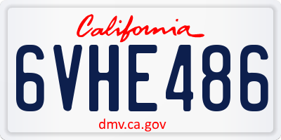 CA license plate 6VHE486