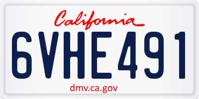 CA license plate 6VHE491