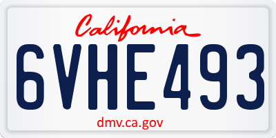 CA license plate 6VHE493