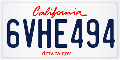 CA license plate 6VHE494