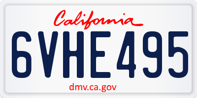 CA license plate 6VHE495