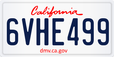 CA license plate 6VHE499