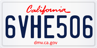 CA license plate 6VHE506