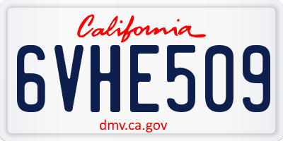 CA license plate 6VHE509