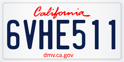 CA license plate 6VHE511