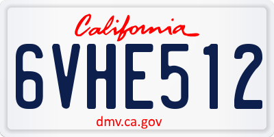 CA license plate 6VHE512