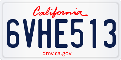 CA license plate 6VHE513