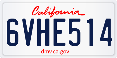 CA license plate 6VHE514