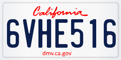 CA license plate 6VHE516