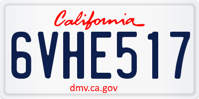 CA license plate 6VHE517