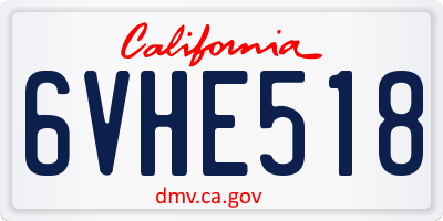 CA license plate 6VHE518