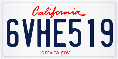CA license plate 6VHE519