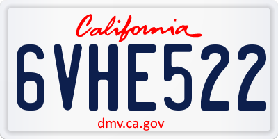 CA license plate 6VHE522