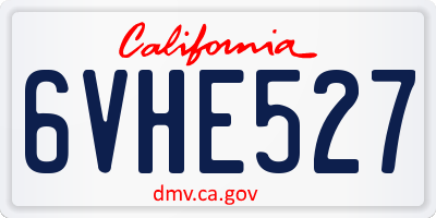 CA license plate 6VHE527