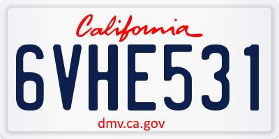 CA license plate 6VHE531