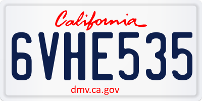 CA license plate 6VHE535