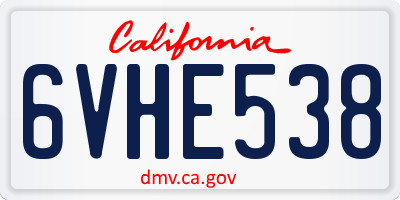 CA license plate 6VHE538