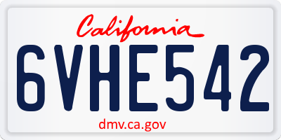 CA license plate 6VHE542