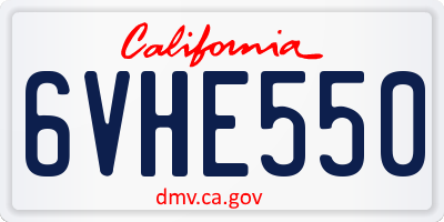 CA license plate 6VHE550