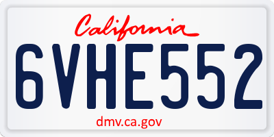 CA license plate 6VHE552