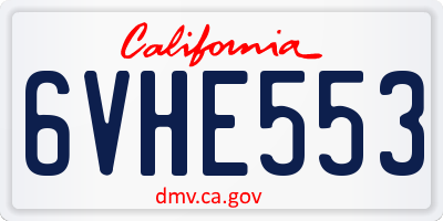 CA license plate 6VHE553