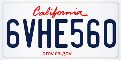 CA license plate 6VHE560