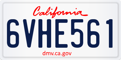 CA license plate 6VHE561