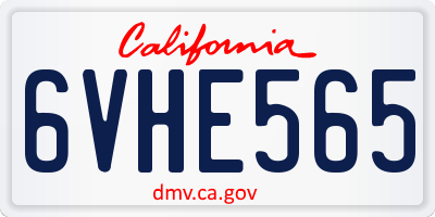 CA license plate 6VHE565