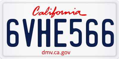 CA license plate 6VHE566